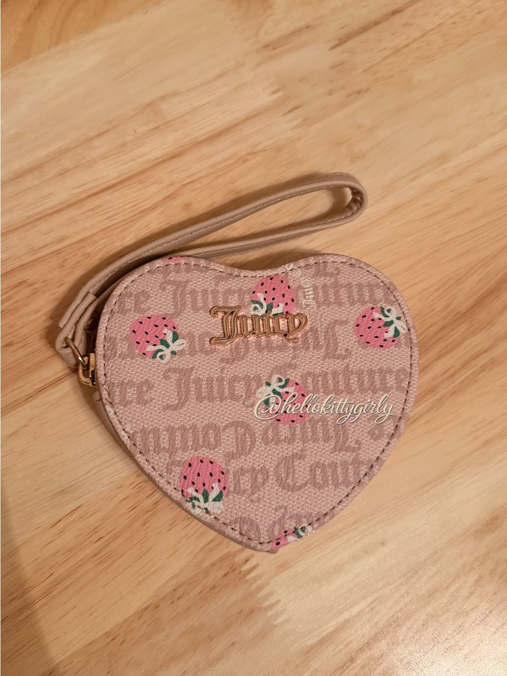 Juicy Couture Pink Strawberry Heart Wristlet
